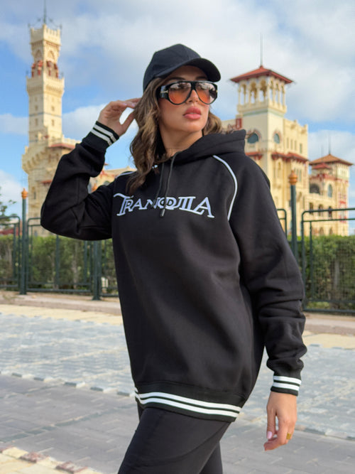 Tranquila Relaxed OverSized Black Hoodie